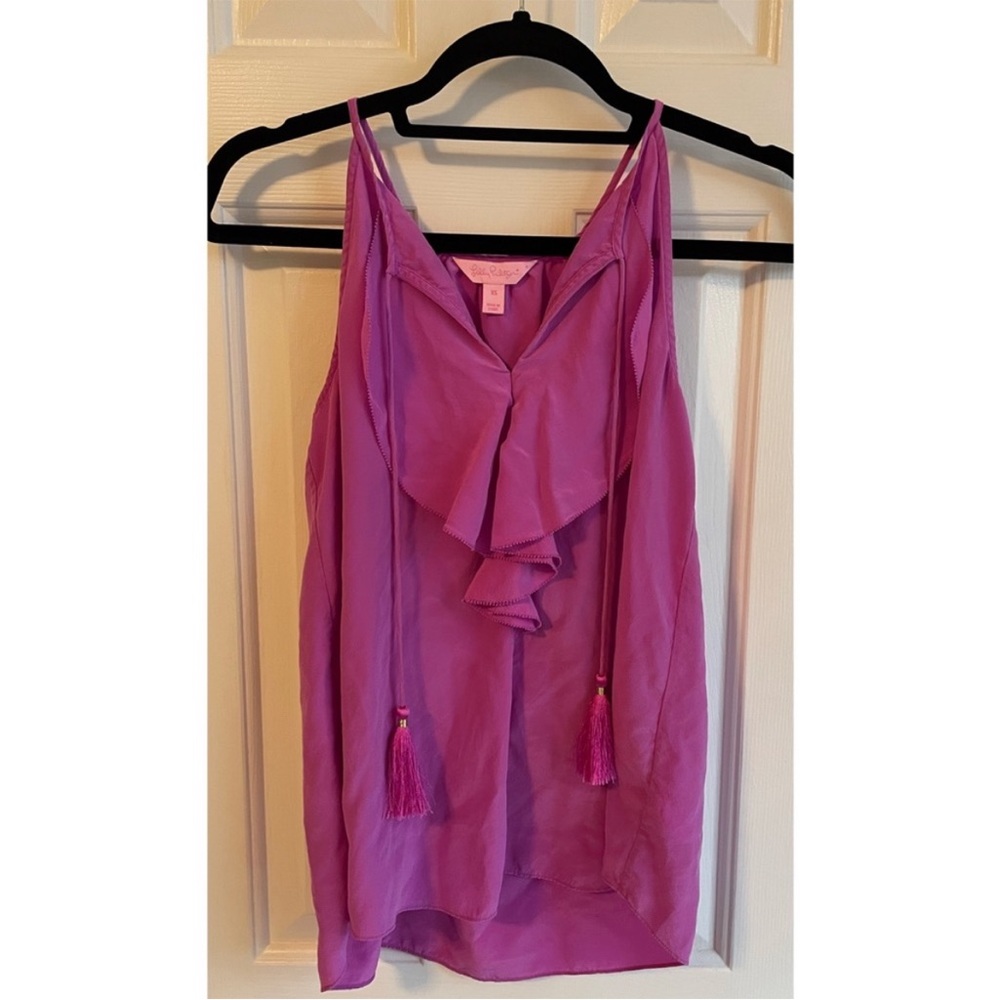 Lilly Pulitzer Lachelle Silk Top Pink Purple XS